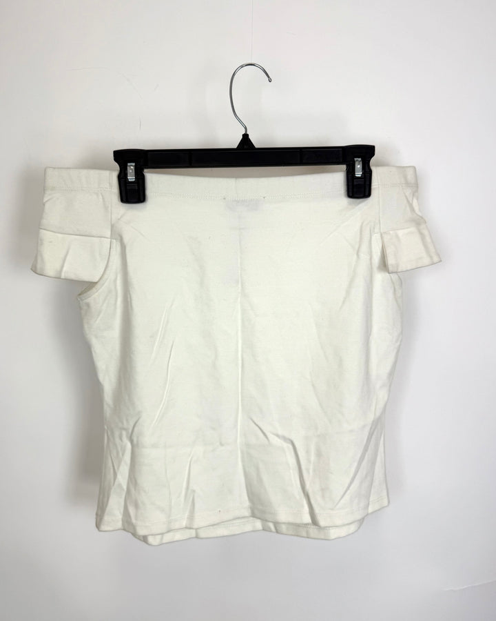 Ivory White Boatneck Crop Top - Size 6/8