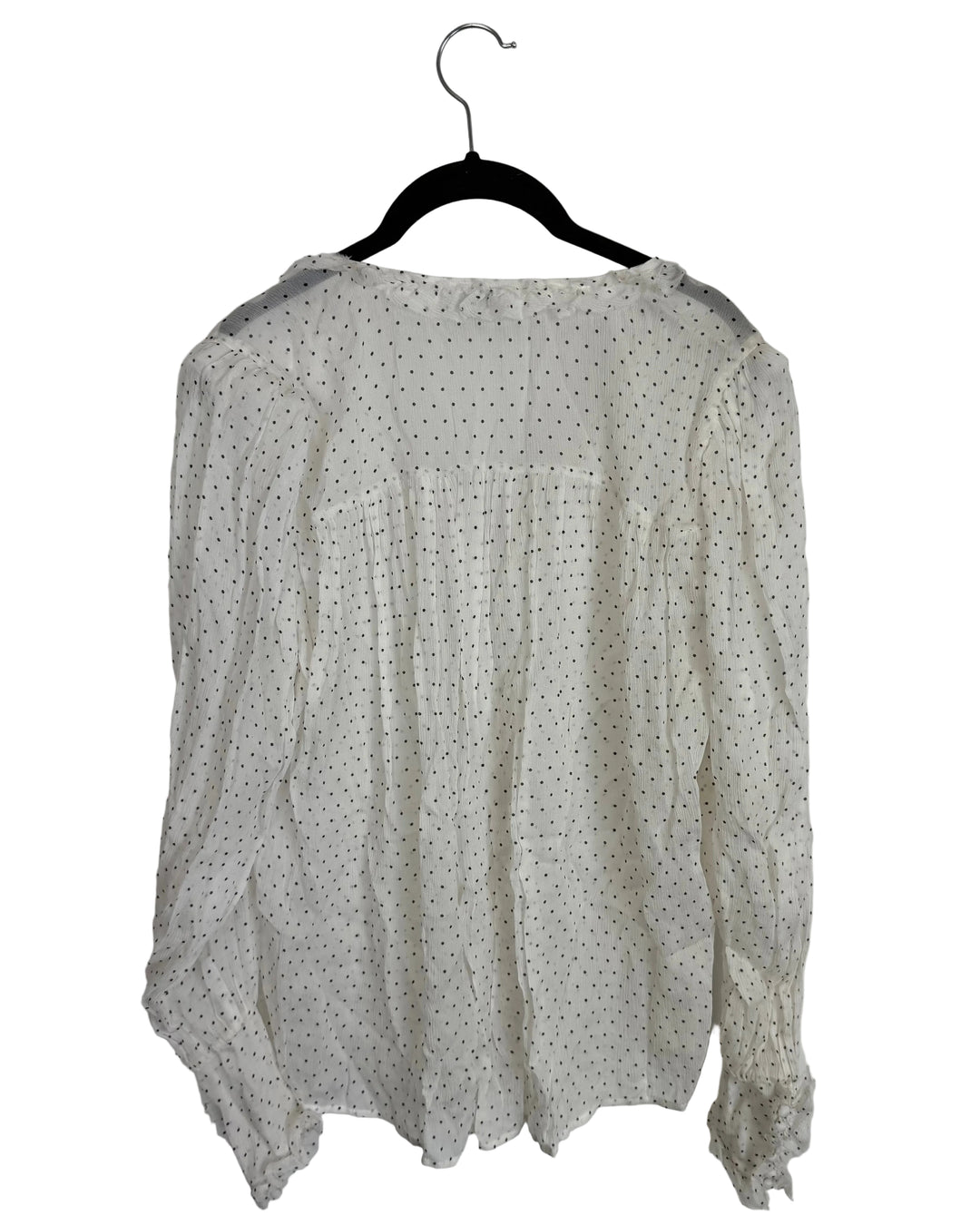 White Long Sleeve Polka Dot Sheer Top - Size 2/4