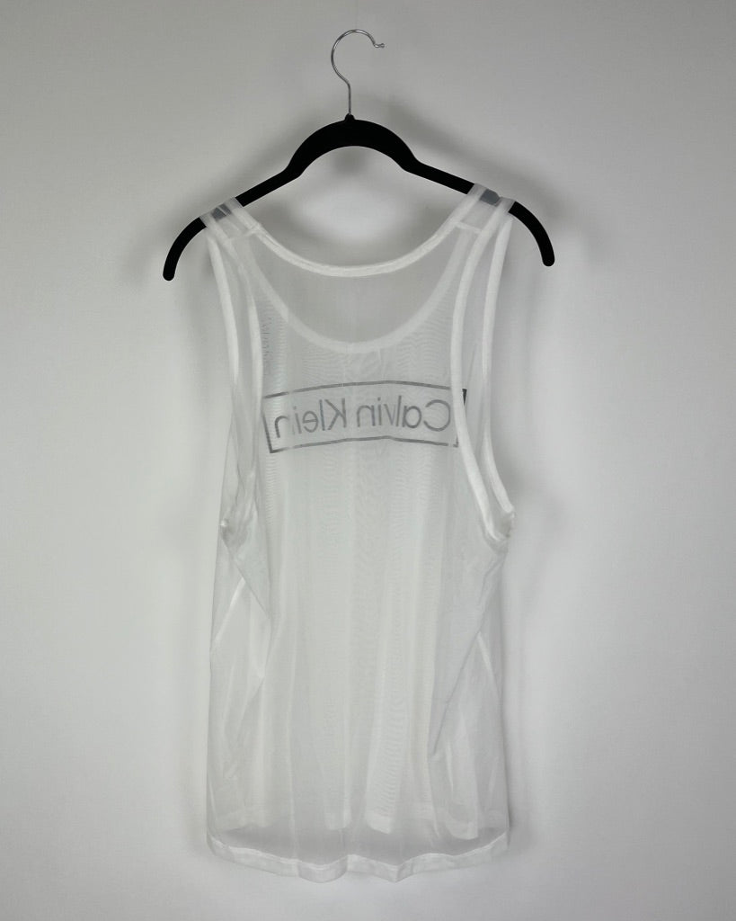 White Mesh Tank Top - Small