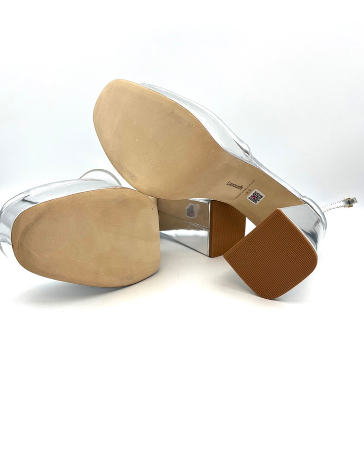 Silver Patent Leather Platform Heels - Size 5, 7 and 9.5