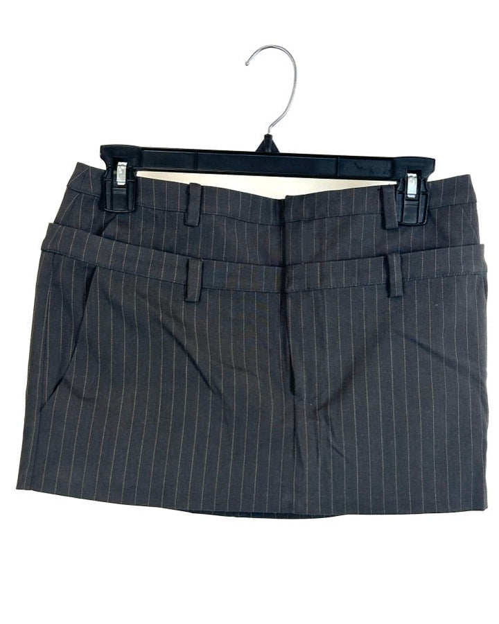 Lovers & Friends Gray Pinstripe Mini Skirt - Extra Small