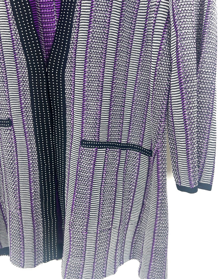 Misook Purple Striped Knit Cardigan - Size 6/8