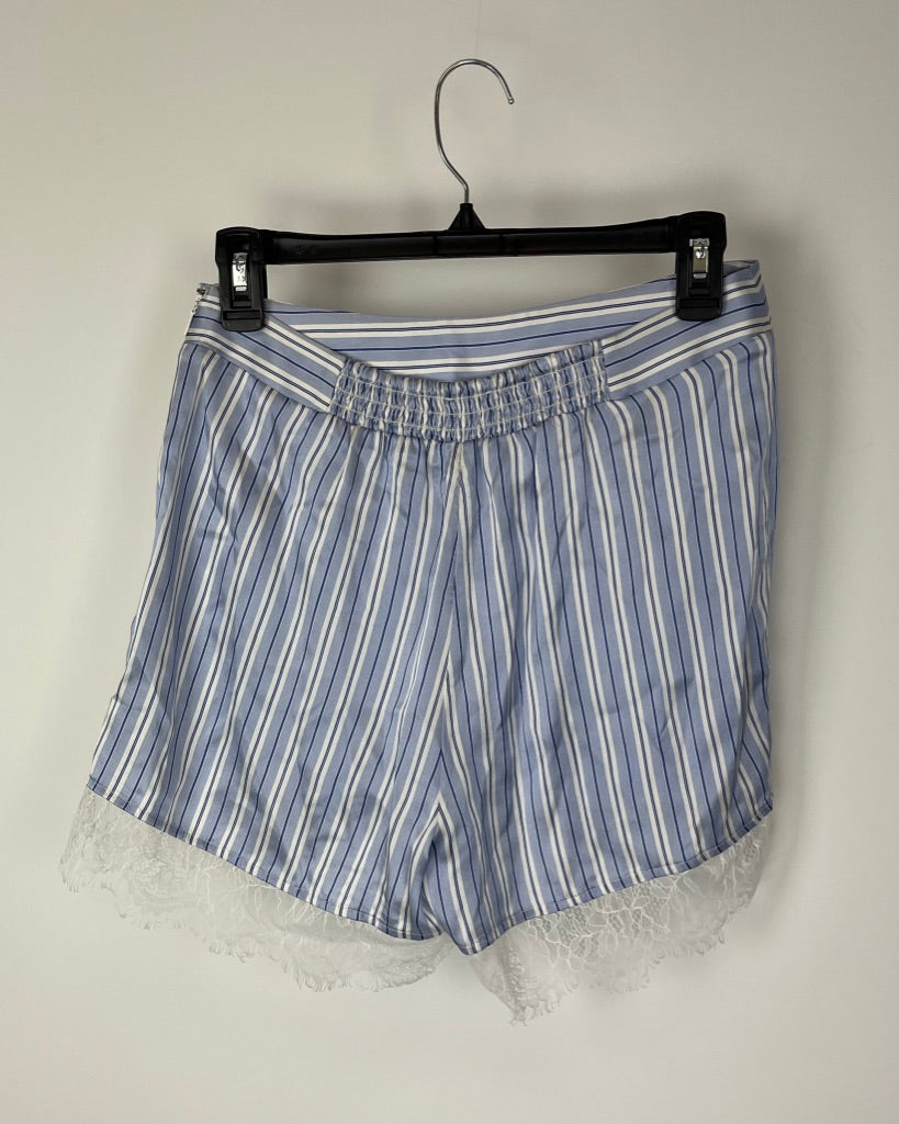 Light Blue And White Striped Shorts - Size 4