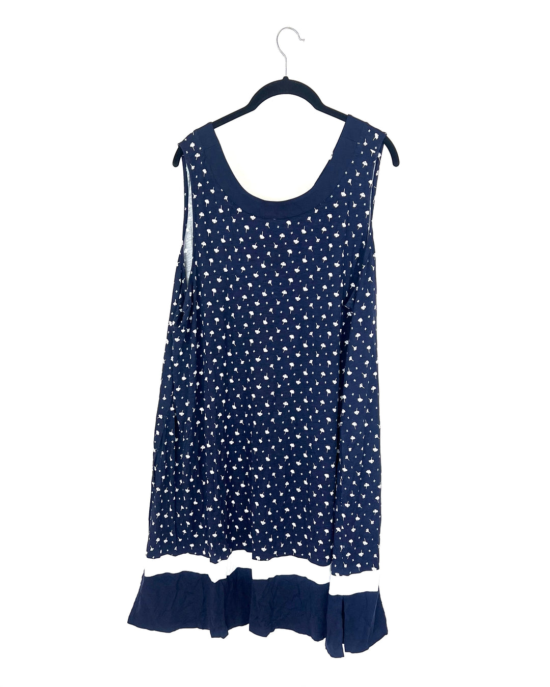 Blue and White Floral Lounge Dress - 1X