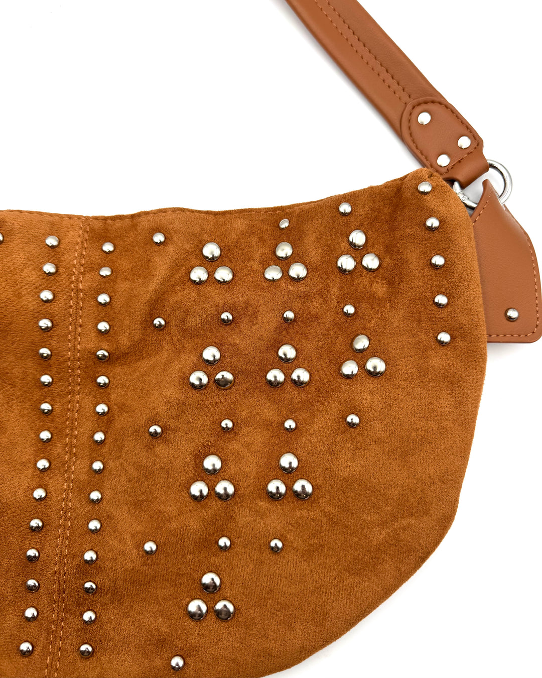 Brown Faux Suede Studded Purse