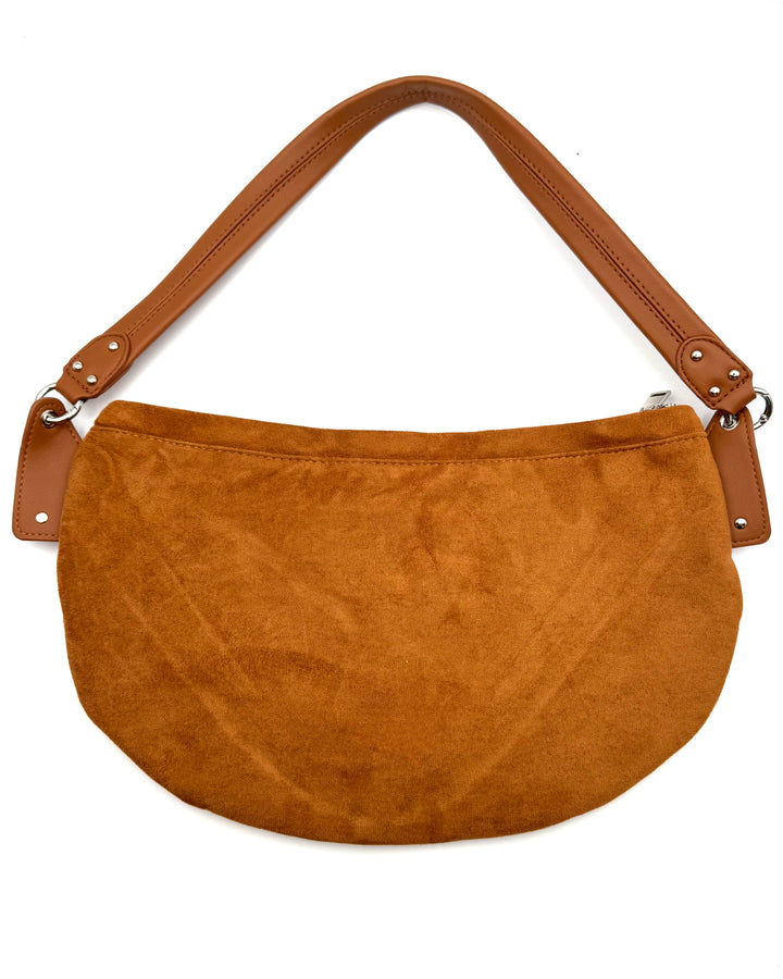 Brown Faux Suede Studded Purse
