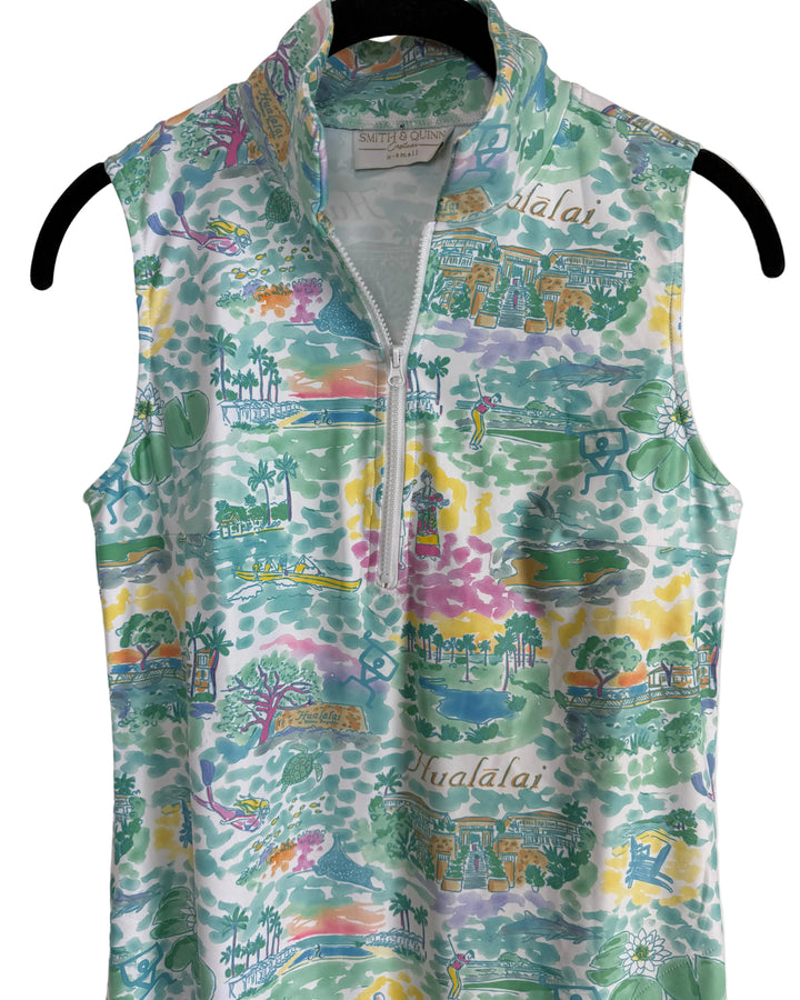 Light Pastel Sporty Print Sleeveless Dress - 2/4