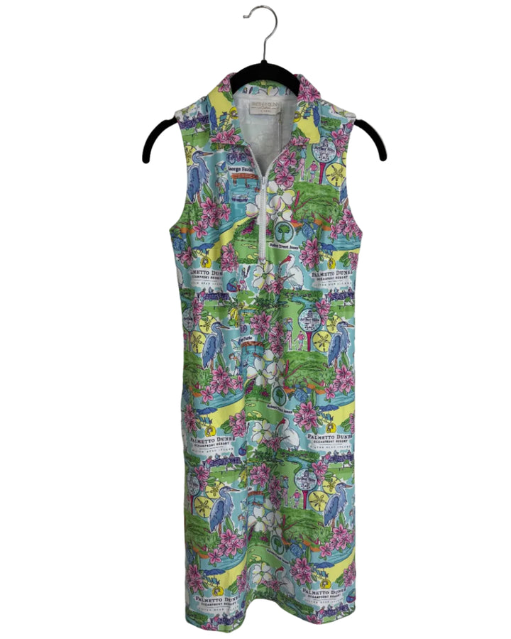 Colorful Sleeveless Southern Print Dress - 2/4