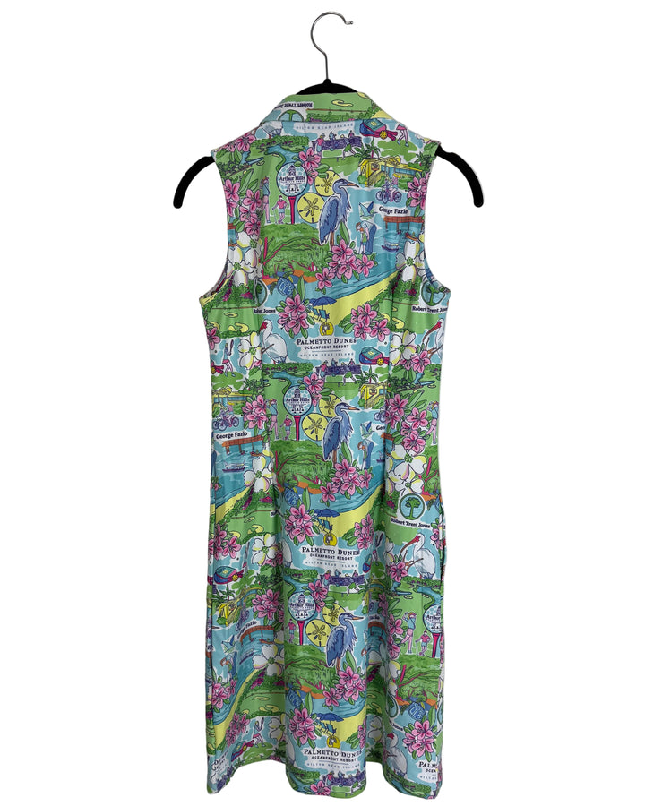Colorful Sleeveless Southern Print Dress - 2/4