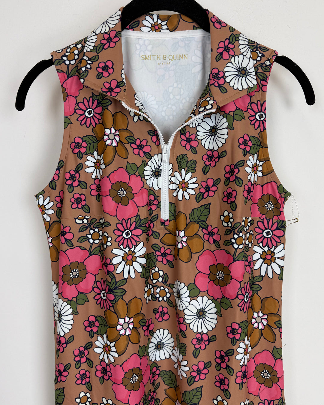 Caramel Flower Patterned Sleeveless Dress - 2/4