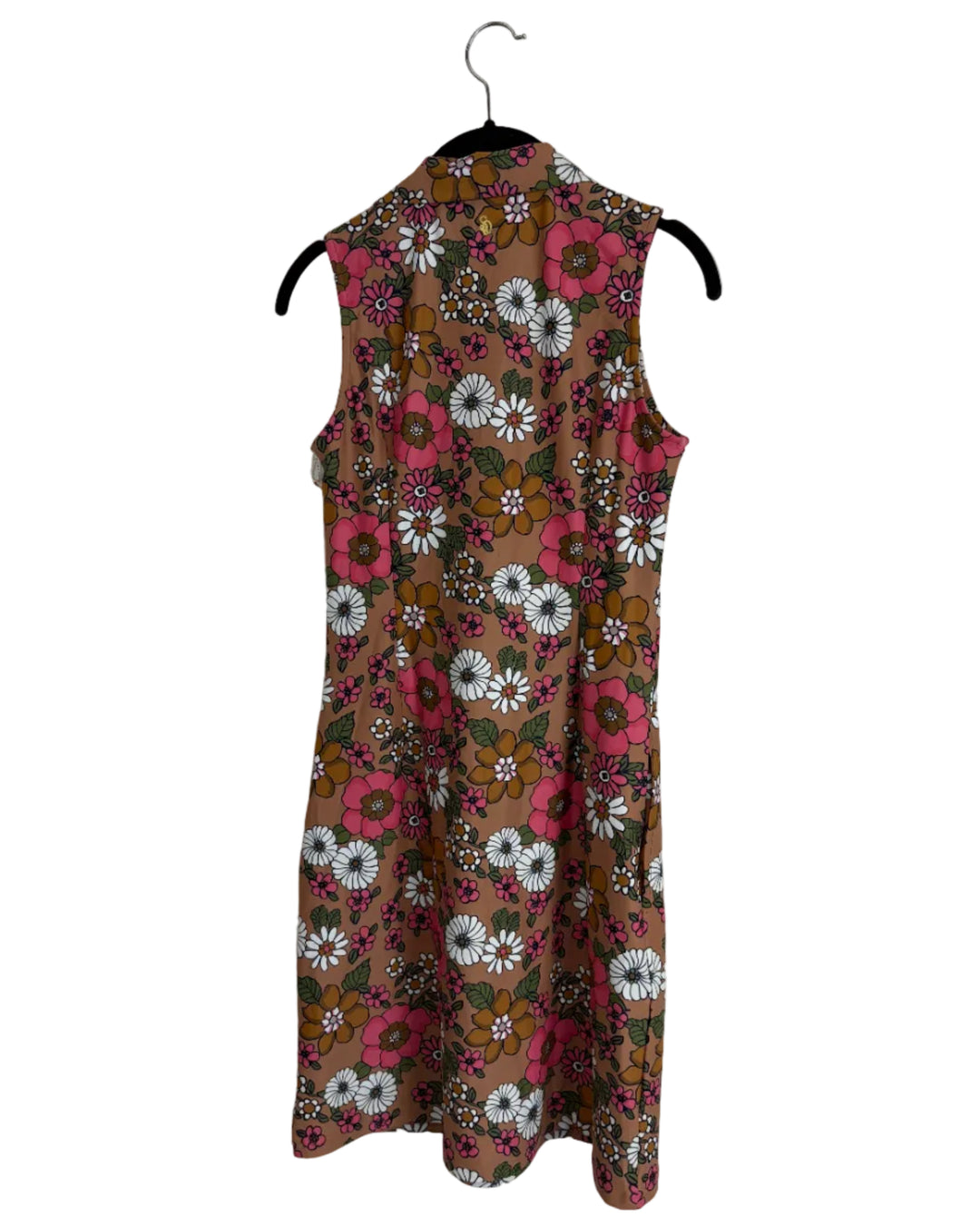 Caramel Flower Patterned Sleeveless Dress - 2/4