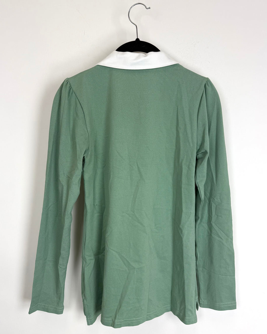 Dark Green Polo and White Collar Long Sleeve Top - 0/2