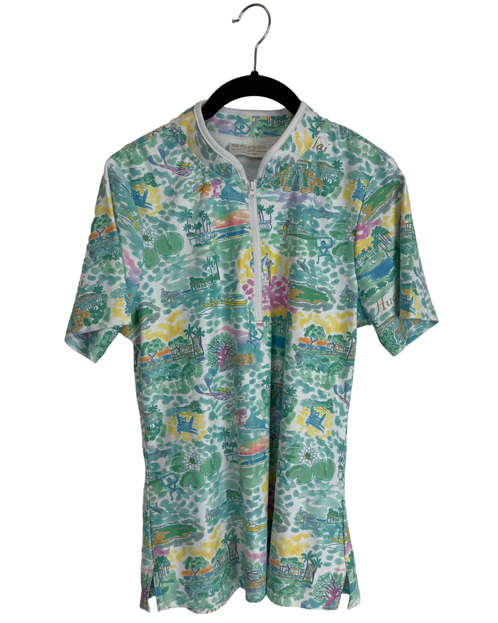 Hawaiian Golf Print Athletic Top - Size 0/2, 4/6 and 6/8