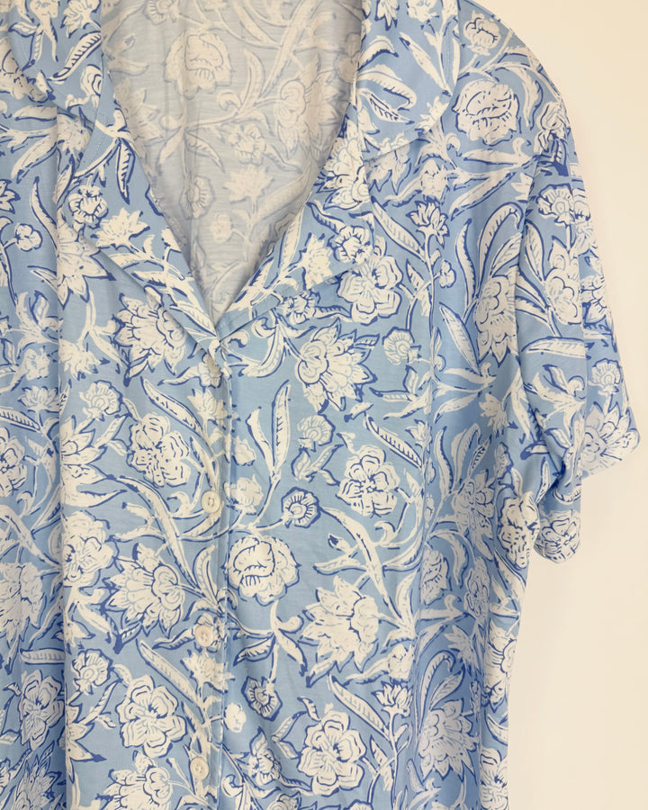 Blue Floral Lounge Top - Size 6/8