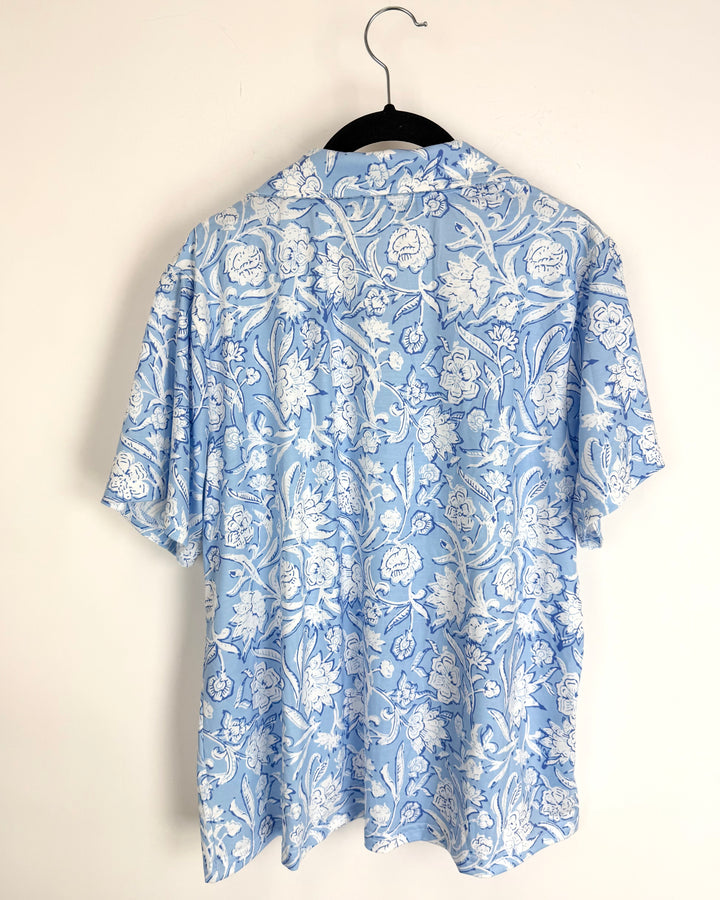 Blue Floral Lounge Top - Size 6/8