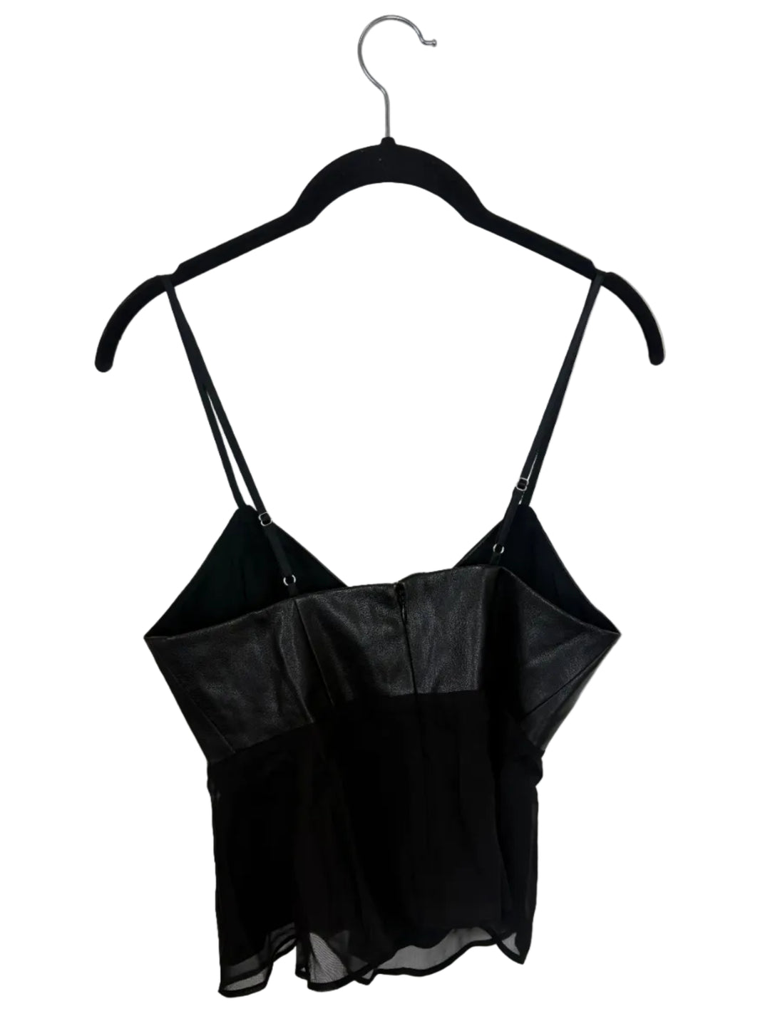 Black Faux Leather Contrast Cami Top - Size 0/00