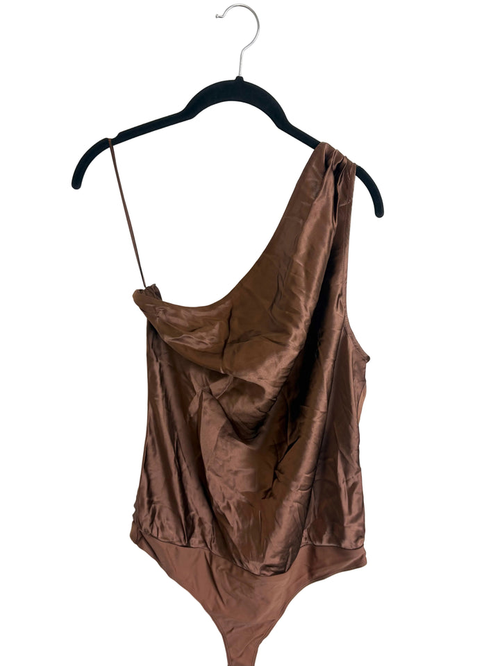Brown One Shoulder Bodysuit - Size 12/14