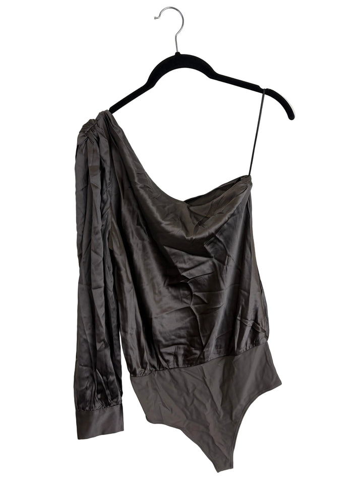 Brown One Shoulder Bodysuit- Size 10/12 and 12/14
