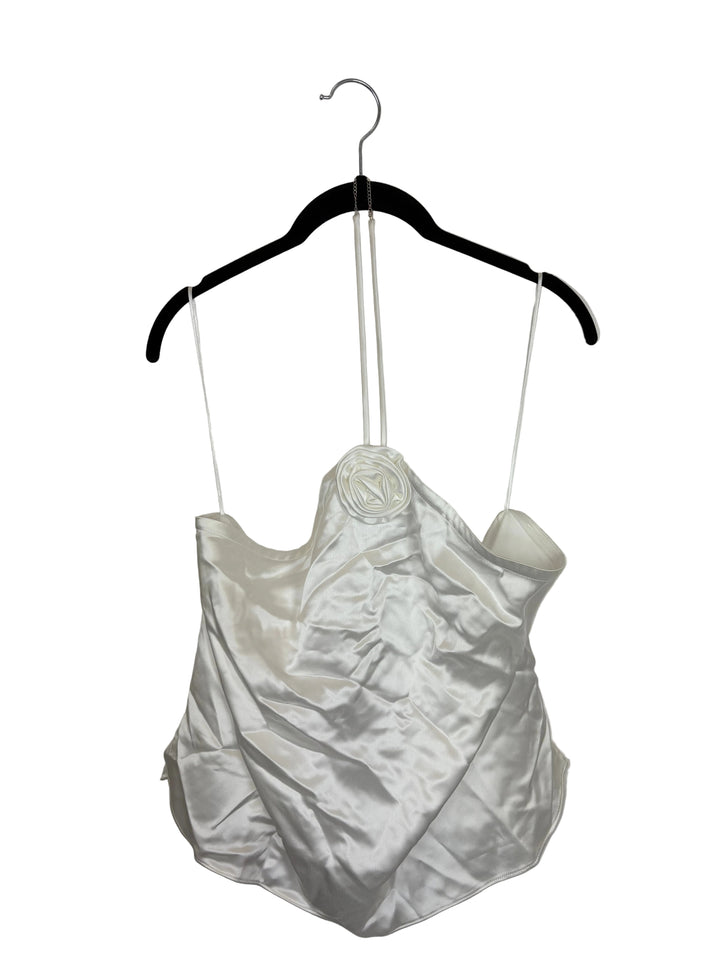 White Halter Neck Top with Flower- Size 10/12 and 12/14