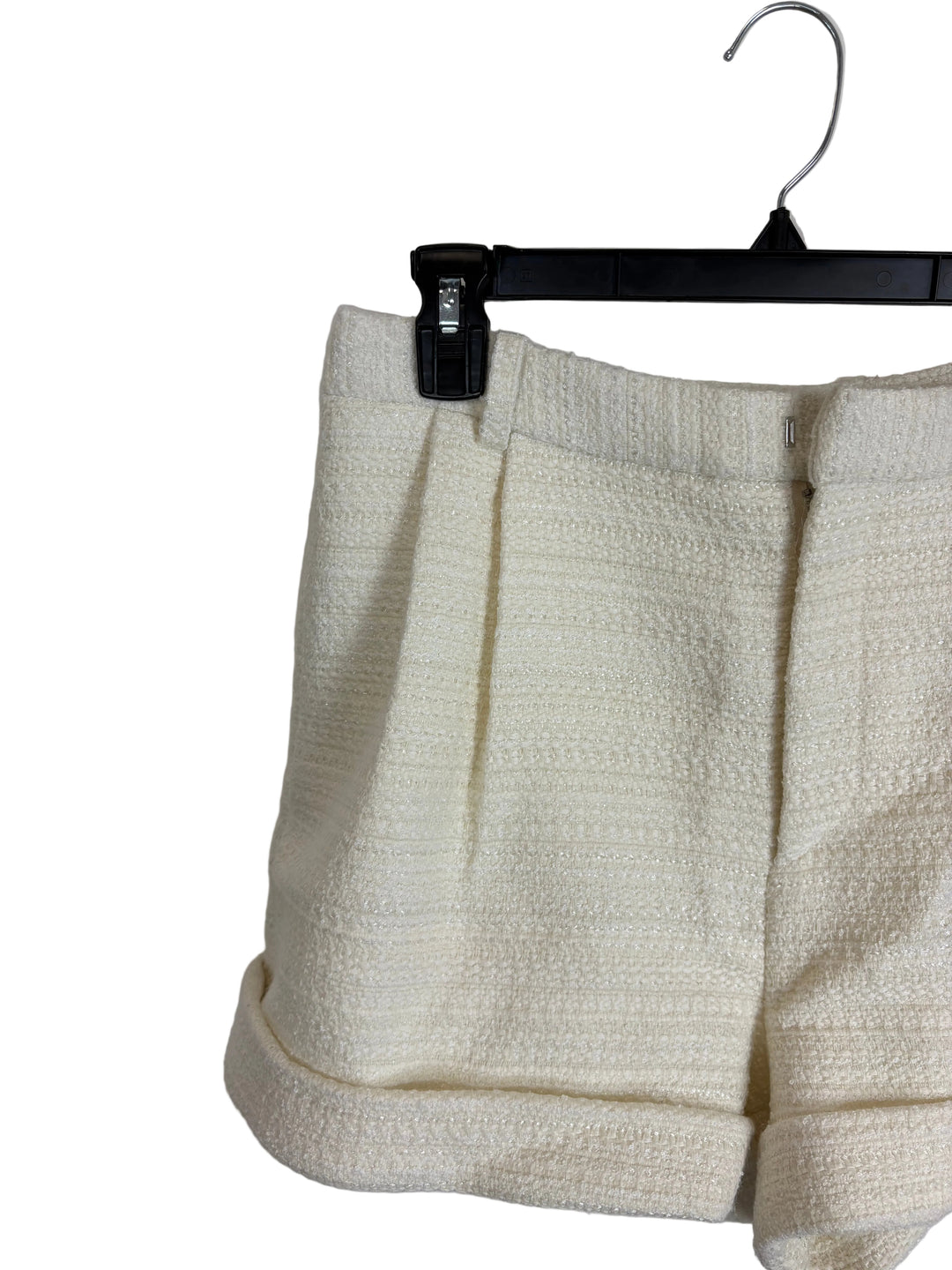 Cream Textured Cuffed Shorts - Size 0, 8 and 10