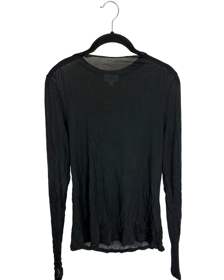 Semi-Sheer Black Long Sleeve- Size 8/10 and 10/12