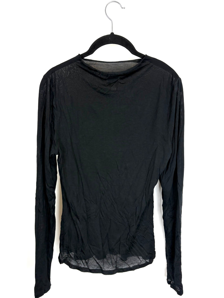 Semi-Sheer Black Long Sleeve- Size 8/10 and 10/12
