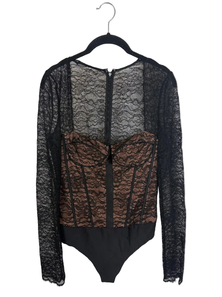 Black Lace Corset Bodysuit – Size 8/10