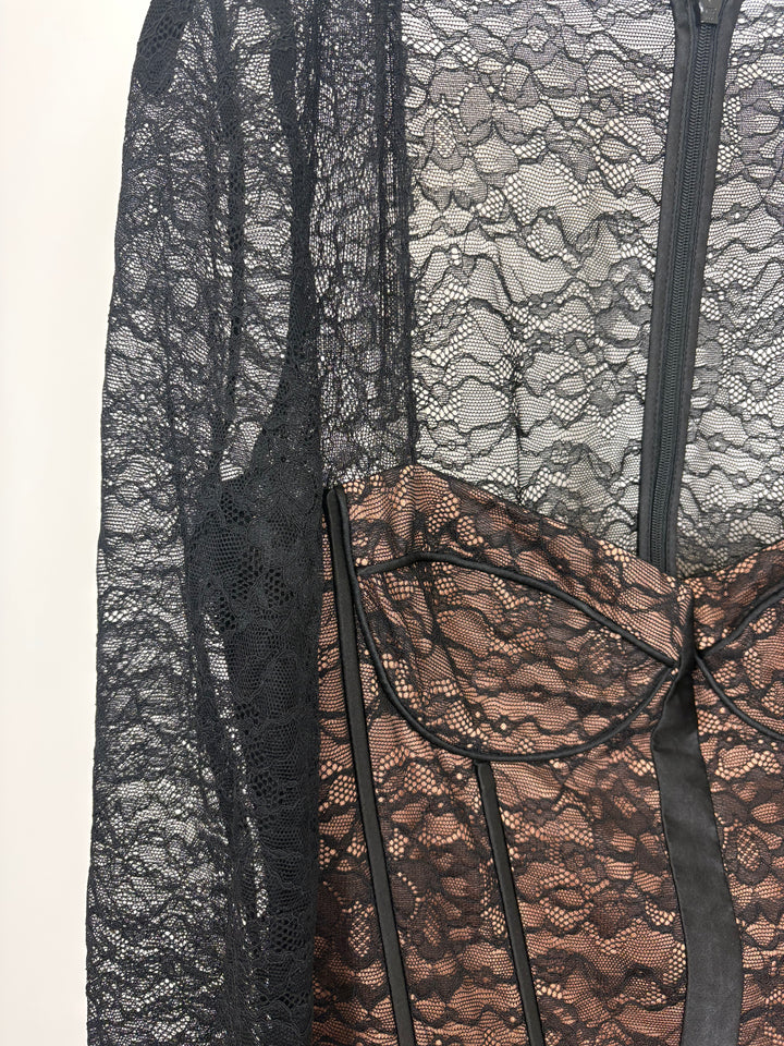 Black Lace Corset Bodysuit – Size 8/10