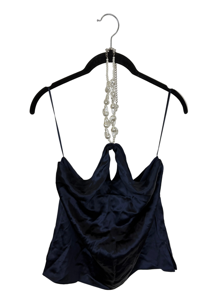 Navy Pearl Halter Top – Size 6/8