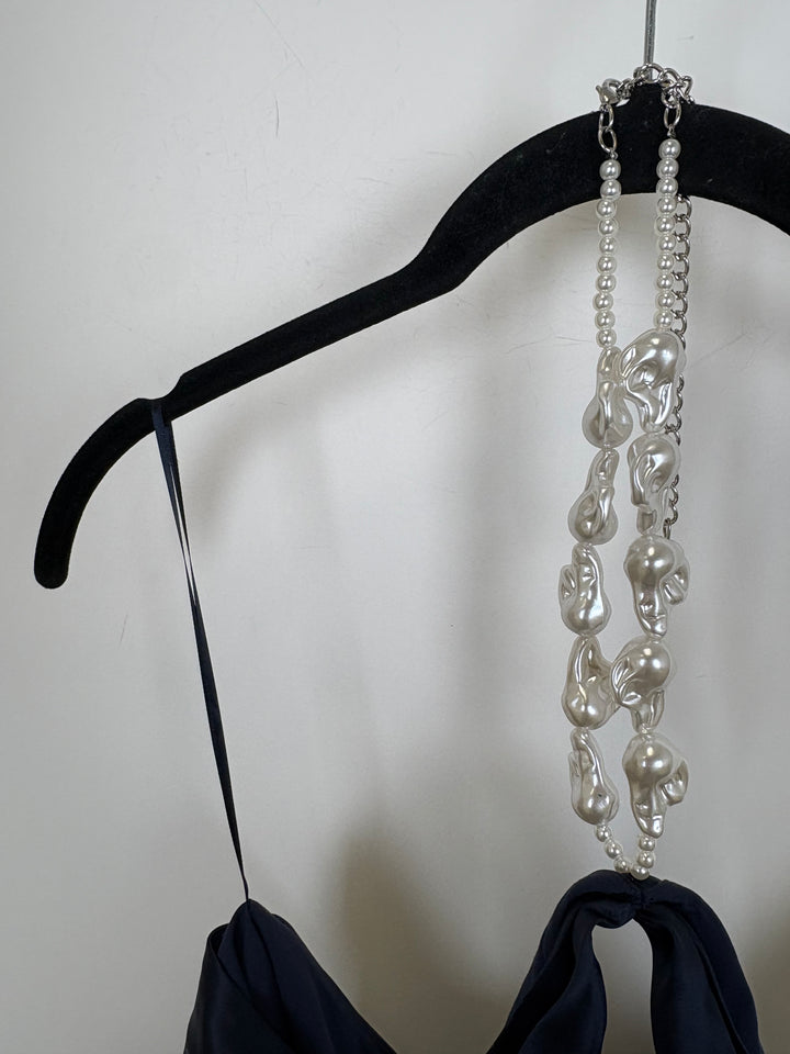 Navy Pearl Halter Top – Size 6/8