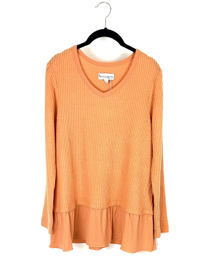 Texture Orange Long Sleeve Top - Small