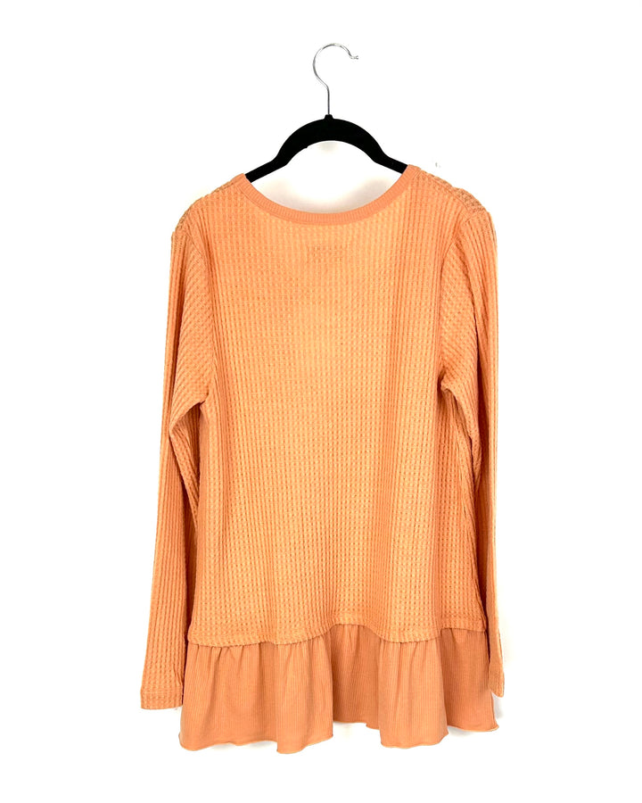 Texture Orange Long Sleeve Top - Small