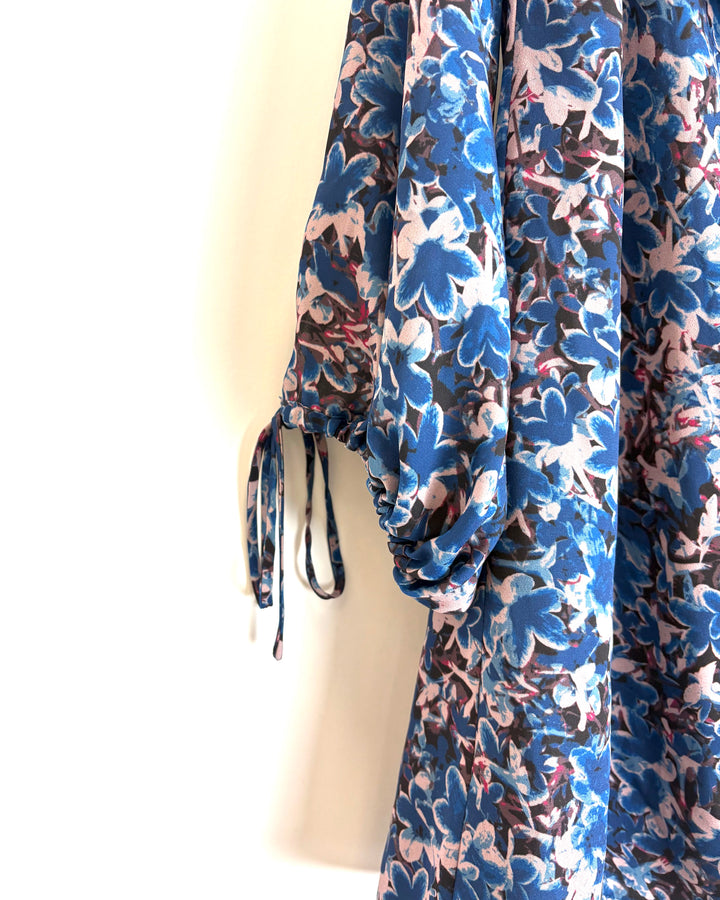 Blue Floral Cold Shoulder Top - Size 2/4