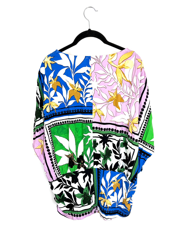 White Color Block Floral Print Top - Size 18W/20W