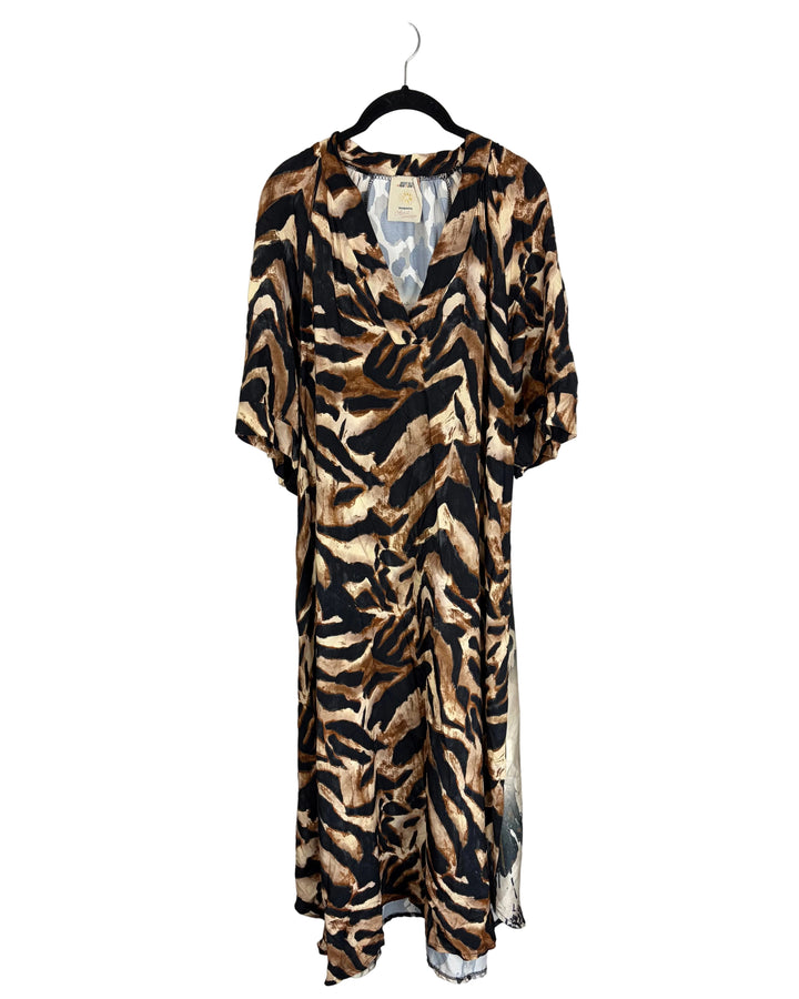 Brown Animal Print Graphic Dress - Size 12/14
