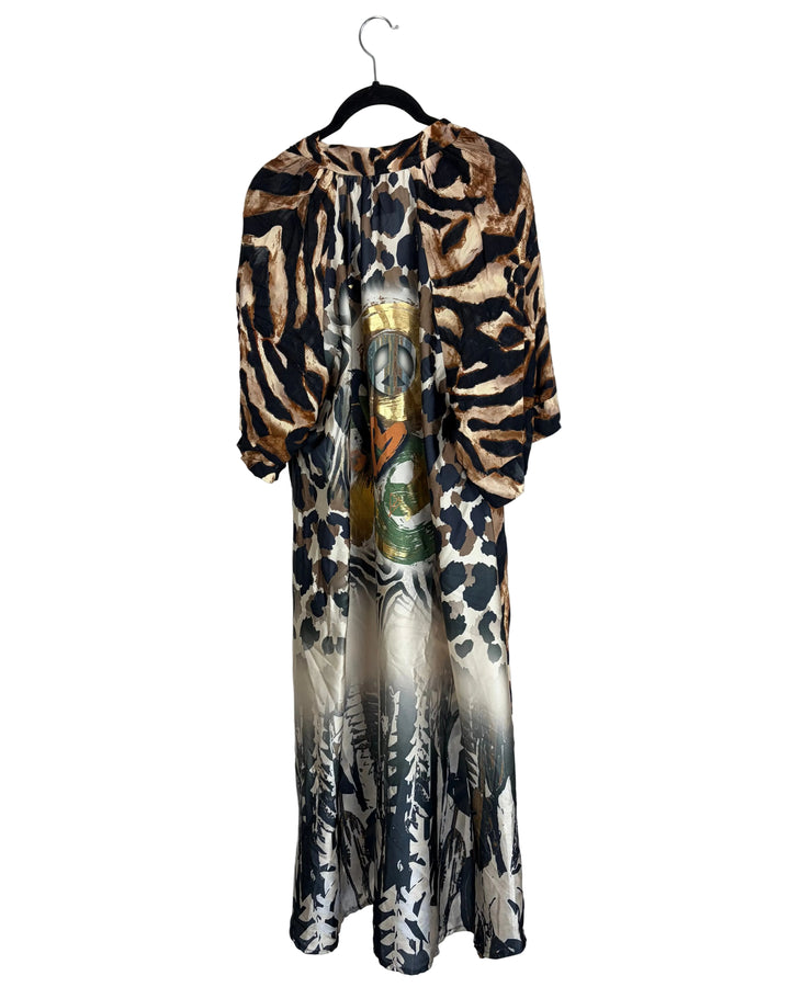 Brown Animal Print Graphic Dress - Size 12/14