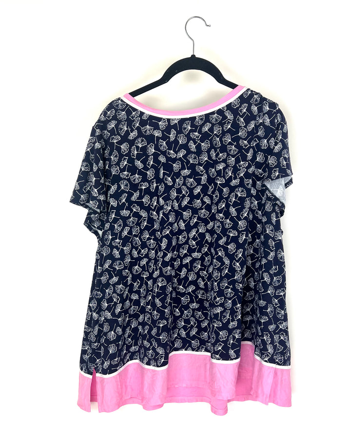 Pink, Blue And White Floral Sleep Shirt - 1X