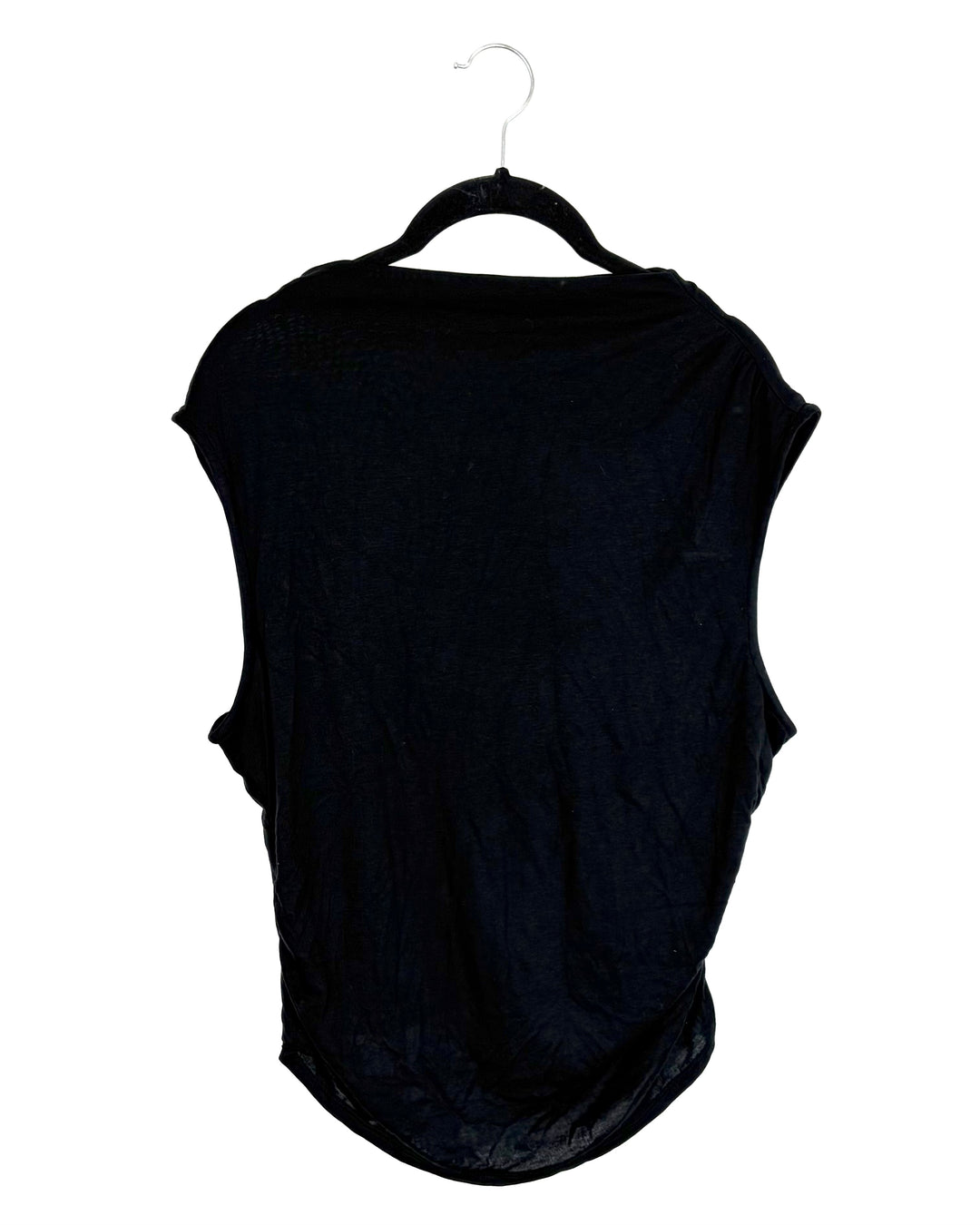 Black High Neck Ruched Top - Size 10/12