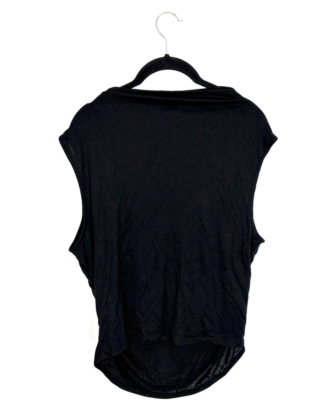 Black High Neck Ruched Top - Size 10/12