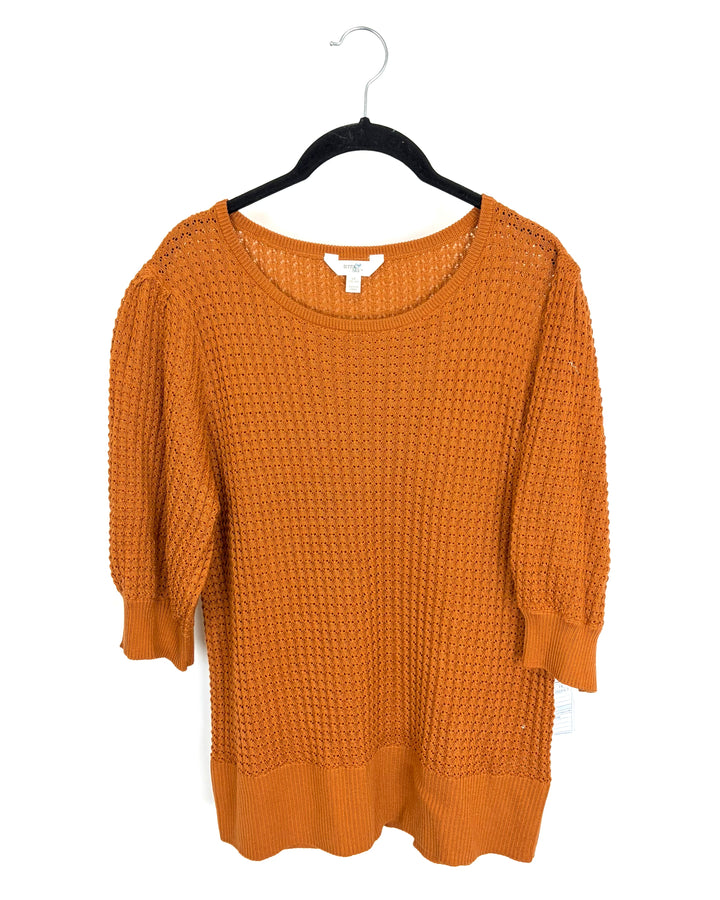 Rust Orange Open Knit Top - Size 16W/18W