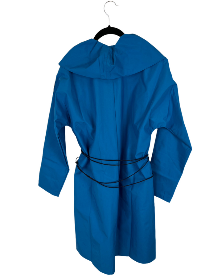 Bright Blue Ruffle Neck Long Sleeve Raincoat - Size 6/8 and 10/12