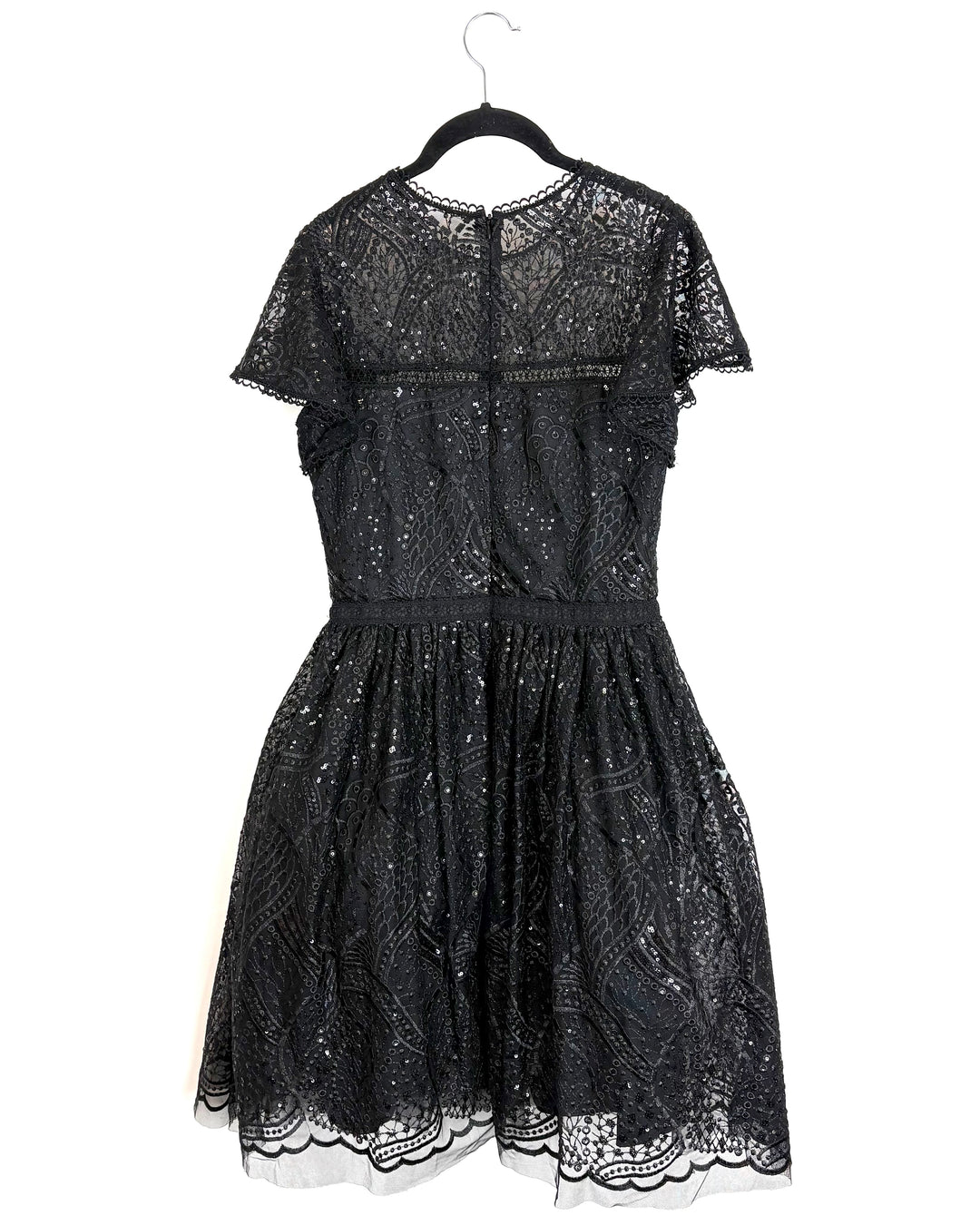 Black Lace Sequin Dress  - Size 4