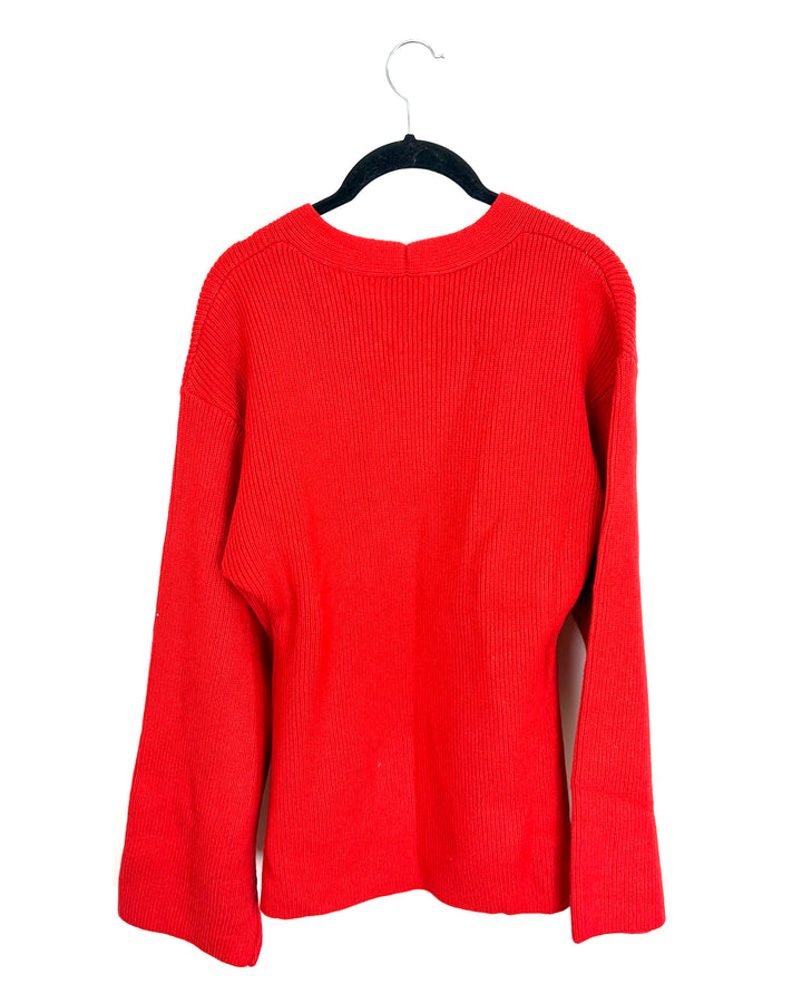 Red V-Neck Cardigan - Size 6/8