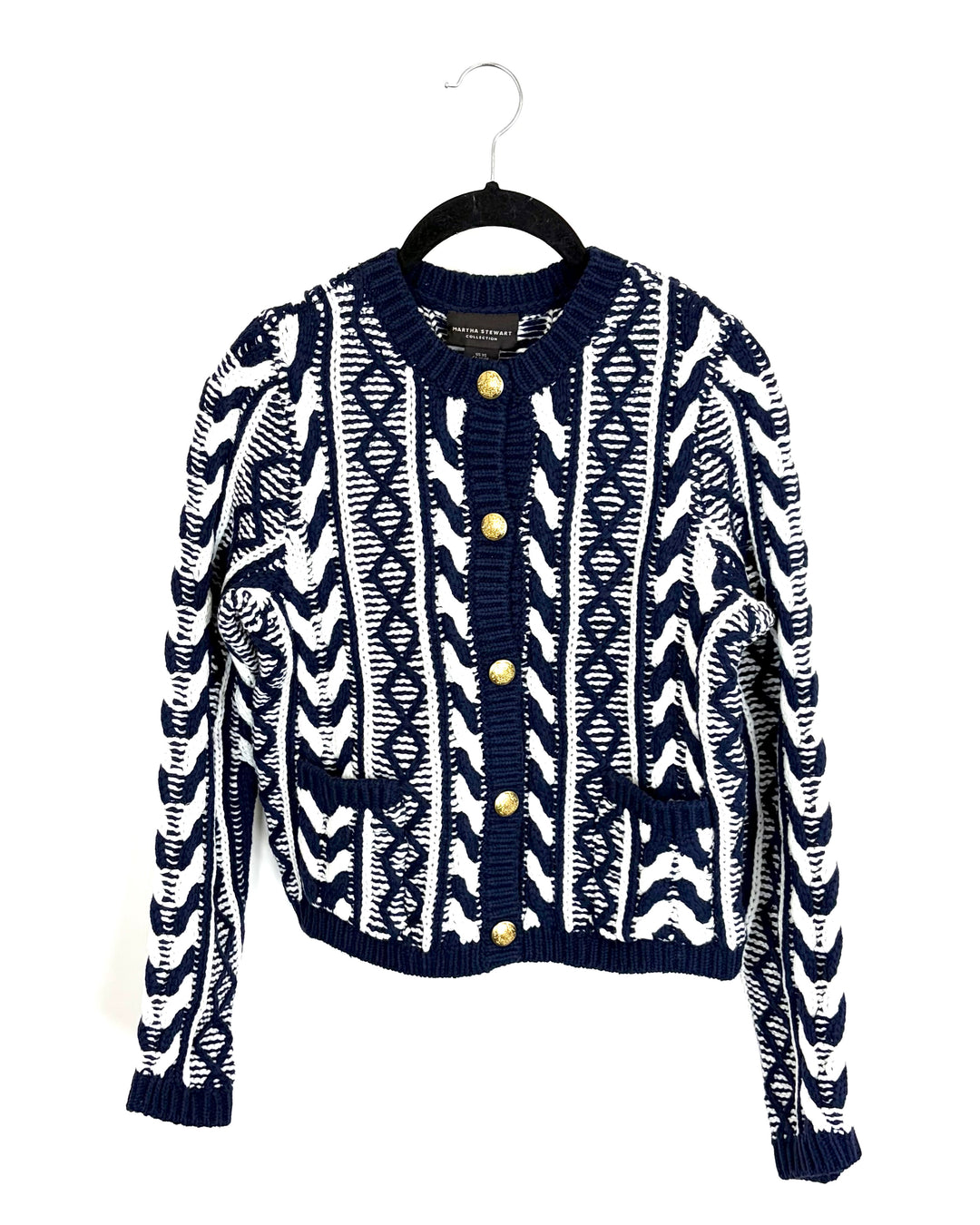 Navy Blue Chevron Knit Sweater - size 0/2