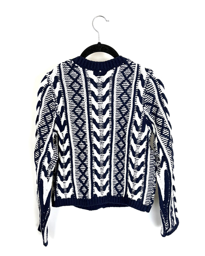 Navy Blue Chevron Knit Sweater - size 0/2