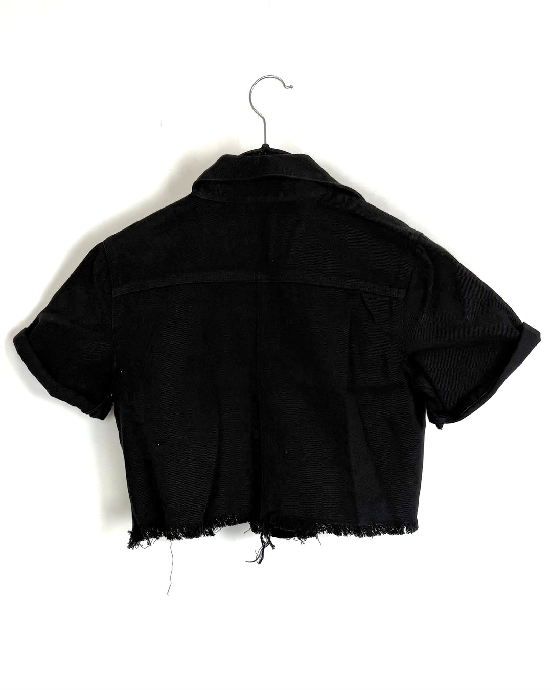 Black Cropped Button-Up Shirt - Size 2/4
