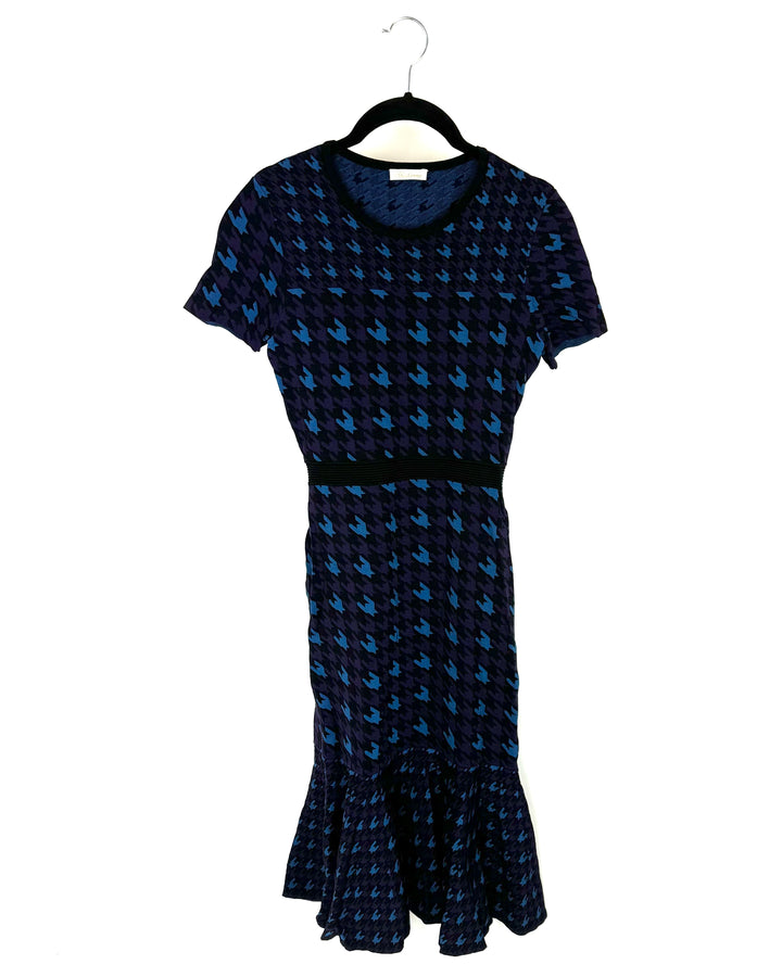 Black Houndstooth Knit Midi Dress - Extra Small