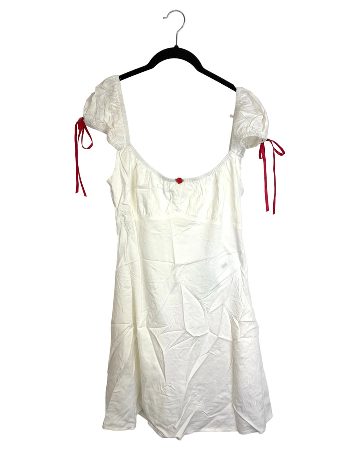White Dress with Red Details - Size 6/8
