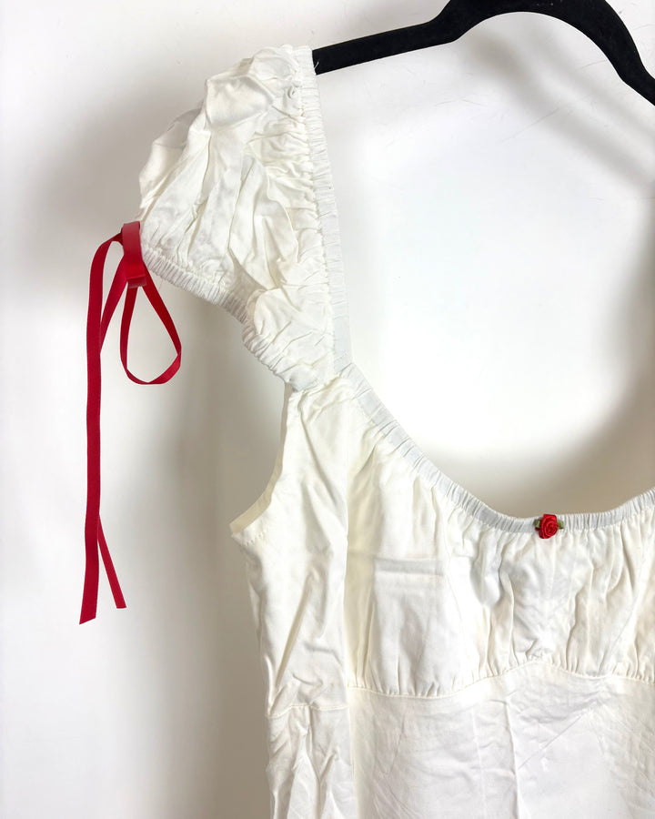 White Dress with Red Details - Size 6/8