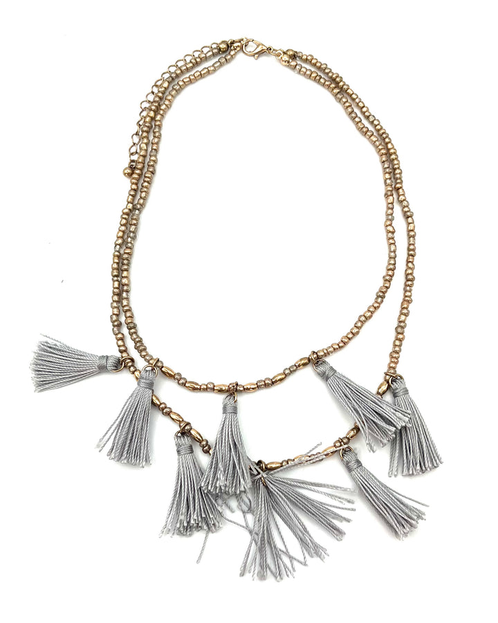 Layered Gold Tassel Necklace